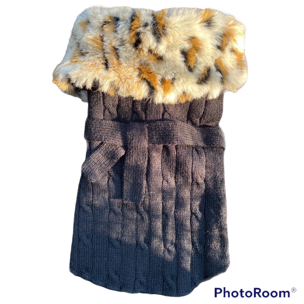CELEB FAV PET COUTURE BLACK JACKET WITH FAUX FUR LEOPARD PRINT COLLAR ⭐️⭐️⭐️⭐️⭐️